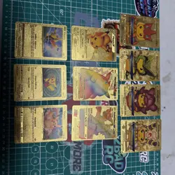 Lot Of 10 Pokemon Pikachu Fan Art Gold Foil Cards - Image 1
