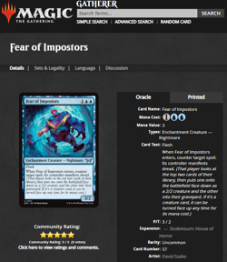 2024 MTG Magic the Gathering Duskmourn House of Horrors Foil Fear of Impostors - Image 3