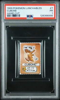 Cubone Pokemon Card Lunchables Hand Cut 1999 Nintendo WOTC PSA 1 POP 1 - Image 1