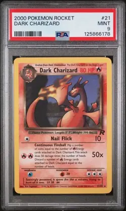 2000 Pokemon Team Rocket Unlimited #21 Dark Charizard Non Holo PSA 9 MINT - Image 1