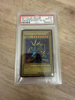 Yugioh Tri-Horned Dragon 1st Edition LOB PSA 10 Gem Mint - Image 1