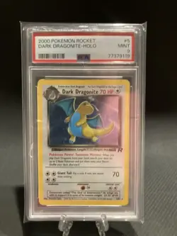 2000 Pokemon Rocket Dark Dragonite Holo Card PSA 9 Mint - Image 1
