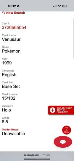 VENUSAUR HOLO 1999 Pokemon Card Base Set Unlimited WOTC CGC 6.5 EX/NM Graded - Image 3