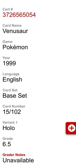 VENUSAUR HOLO 1999 Pokemon Card Base Set Unlimited WOTC CGC 6.5 EX/NM Graded - Image 4