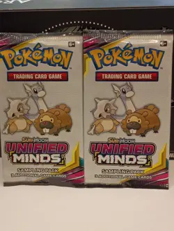 Pokemon Sun & Moon Unified Minds 3 Card Mini Booster Pack ( 2 sealed packs) - Image 1