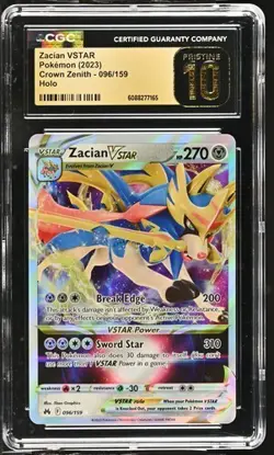 CGC 10 PRISTINE Zacian VSTAR Holo 096/159 Pokemon Card 2023 Crown Zenith - Image 1
