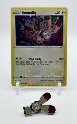 Bunnelby Pin - Pokemon Shining Fates Mad Party Pin Collection With Promo Card - Image 1
