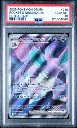 PSA 10 Team Rocket's Nidoking ex 216/182 DRI Destined Rivals Full Pokemon Card - Image 1