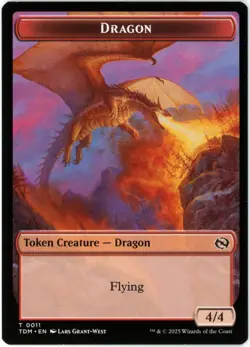 Dragon (0011) / Warrior Double-Sided Token - Tarkir Dragonstorm - NM/M - Image 1