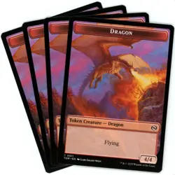 x4 Dragon (0011) / Warrior Double-Sided Token - Tarkir Dragonstorm - NM/M - Image 1