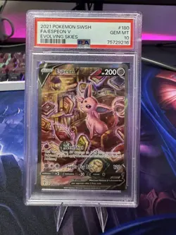 2021 Pokemon Evolving Skies ESPEON V Alt Art 180/203 PSA 10 GEM MINT - Image 1