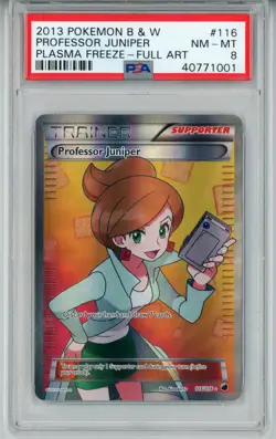 2013 POKEMON PLASMA FREEZE PROFESSOR JUNIPER #116 FULL ART PSA 8 NM #40771001 - Image 1