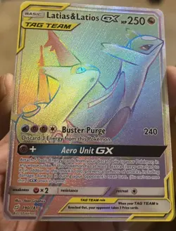Pokemon Latias & Latios GX Team Up 190/181 Sun & Moon Rainbow Secret Rare - Image 1