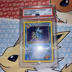 2000 POKEMON GYM HEROES HOLO-PRERELEASE #9 MISTY'S SEADRA PSA 7 - Image 1