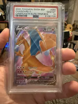 CHARIZARD V CHMPN.PATH ELITE TRNR.BOX POKEMON SWSH BLCK STR PRM 2020 050 PSA 10 - Image 1
