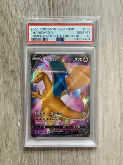 2020 Pokemon Charizard V SWSH Champions Path ETB Black Star Promo #050 PSA 10 - Image 1