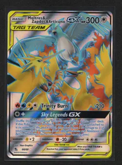 Pokemon TCG Moltres Zapdos Articuno GX Hidden Fates Holo Ultra Rare Card 66/68 - Image 1