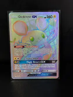 Pokemon TCG Unbroken Bonds Dedenne GX 219/214 Secret Rare Rainbow Card DMG - Image 1