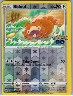 Bidoof (Peelable Ditto) 059/078 Pokemon GO - Pokemon Card - NM - Image 1