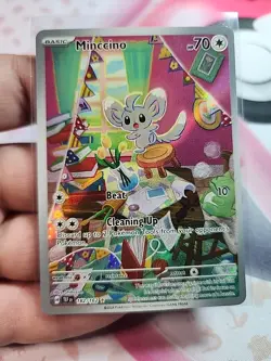Pokemon TCG Minccino Illustration Rare Card Temporal Forces 182/162 - Image 1