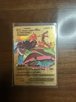 Venusaur, Charizard Blastoise VMAX 400HP Gold Foil Fan Art Display Card - Image 1