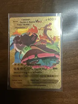 Venusaur, Charizard Blastoise VMAX 400HP Gold Foil Fan Art Display Card - Image 5