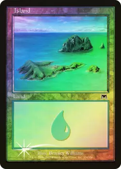 MTG magic cards 1x Island (336) - Foil Onslaught Moderate Play, English - Image 1