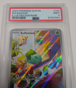 Pokemon TCG Bulbasaur Stellar Crown Illustration Rare Card 143/142 PSA 9 - Image 2