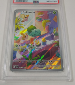 Pokemon TCG Bulbasaur Stellar Crown Illustration Rare Card 143/142 PSA 9 - Image 3