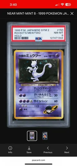1998 Rocket's Mewtwo #150 Holo PSA 8 NM MINT Rare Pokemon Japanese Gym Heroes - Image 1