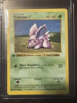 Nidoran Pokemon 1st Edition Base Set 55/102 LP Non-Holo Shadowless Common TCG - Image 1