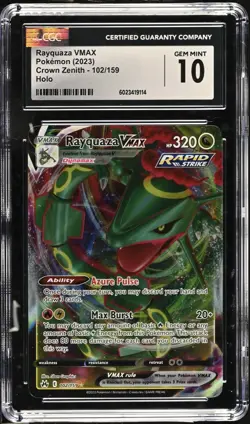 🐲🐲 CGC 10 Rayquaza VMAX 102/159 Crown Zenith Pokemon Card - Image 1