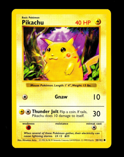 1999 Pokemon RED CHEEKS PIKACHU Base Set SHADOWLESS Edition Card 58/102 WotC NM - Image 1