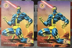 Fleer 1995 OverPower Marvel: 2x ENERGY E7 CYCLOPS Power Cards Rare PowerSurge - Image 1