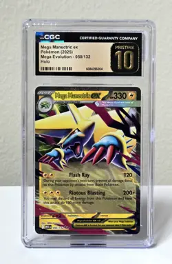 CGC Pristine 10 Mega Manectric Ex - Mega Evolution 050/132 Holo Pokemon Card - Image 1
