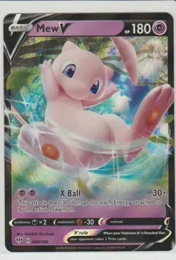 Mew V Holo Rare Pokemon Card Darkness Ablaze 069/189 - Image 1