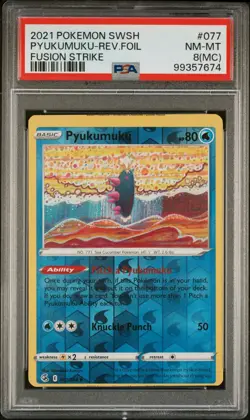 PSA 8(MC) 2021 Pokemon SWSH Pyukumuku Reverse Fusion Strike #077 NM-MT POP 1 - Image 1