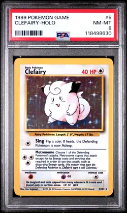 1999 POKEMON GAME #5 CLEFAIRY-HOLO PSA 8 - Image 1