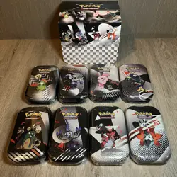 Pokemon TCG Unova Black Bolt White Flare Mini Tin Display - 8 tins - 16 packs - Image 1
