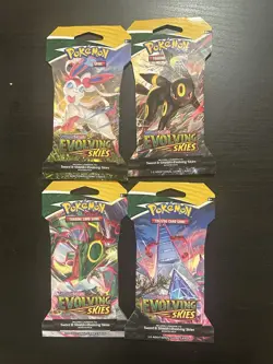 Pokemon SWSH EVOLVING SKIES Lot Of 4 Sleeved Blisters ART SET FACTORY SEALED - Image 1