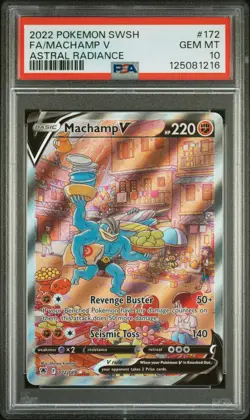 2022 POKEMON SWORD & SHIELD ASTRAL RADIANCE #172 FULL ART/MACHAMP V PSA 10 - Image 1