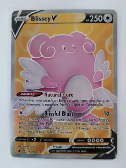 Pokemon TCG Blissey v Full Art Holo Card Sword & Shield Chilling Reign 182/198 - Image 1