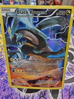 Pokemon TCG Black Kyurem XY Black Star Promos Holo Card XY80 Damaged - Image 1