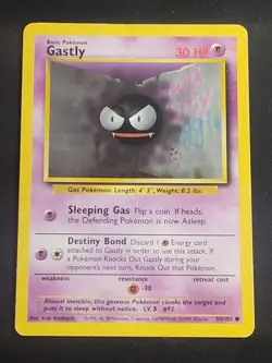 Gastly 50/102 Pokemon TCG Base Set Vintage WOTC Card Heavily Played HP - Image 1