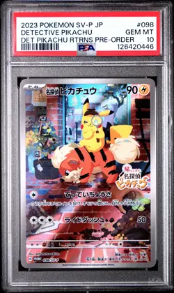 2023 POKEMON JPN SV-P PROMO #098 DETECTIVE PIKACHU PSA 10 - Image 1