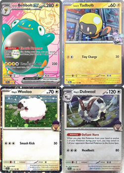 Pokemon Iono's Bellibolt ex SVP194 & Tadbulb | Hop's Wooloo & Dubwool Cosmo Foil - Image 1