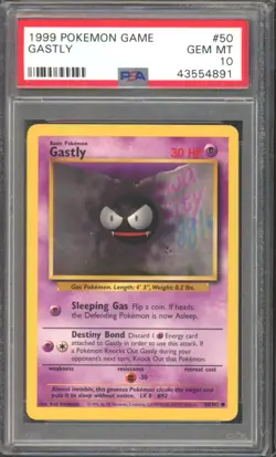 GASTLY #50 PSA 10 1999 POKEMON Base Set Unlimited WOTC - Image 1