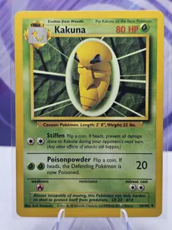 Pokemon TCG Kakuna Base Set 33/102 Regular Unlimited Uncommon - Image 1