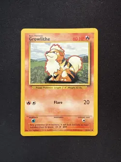 Growlithe 028/102 - Base Set - Regular - Unlimited - WOTC - Pokemon TCG - LP - Image 1