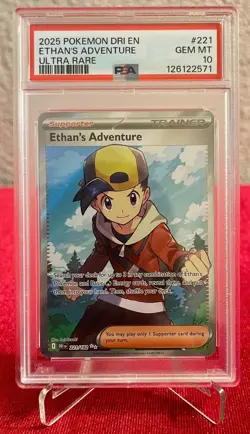 2025 POKEMON DRI EN-DESTINED RIVALS ULTRA RARE #221 ETHAN'S ADVENTURE PSA 10 - Image 1